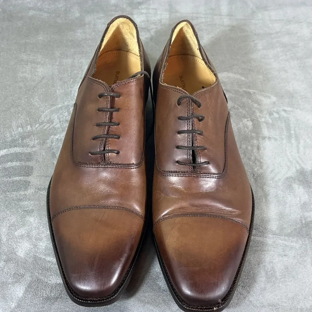 Suitsupply Men’s Dress Shoes 44.5 Cap Toe Cognac 11.5 M Oxford Fine Luxury